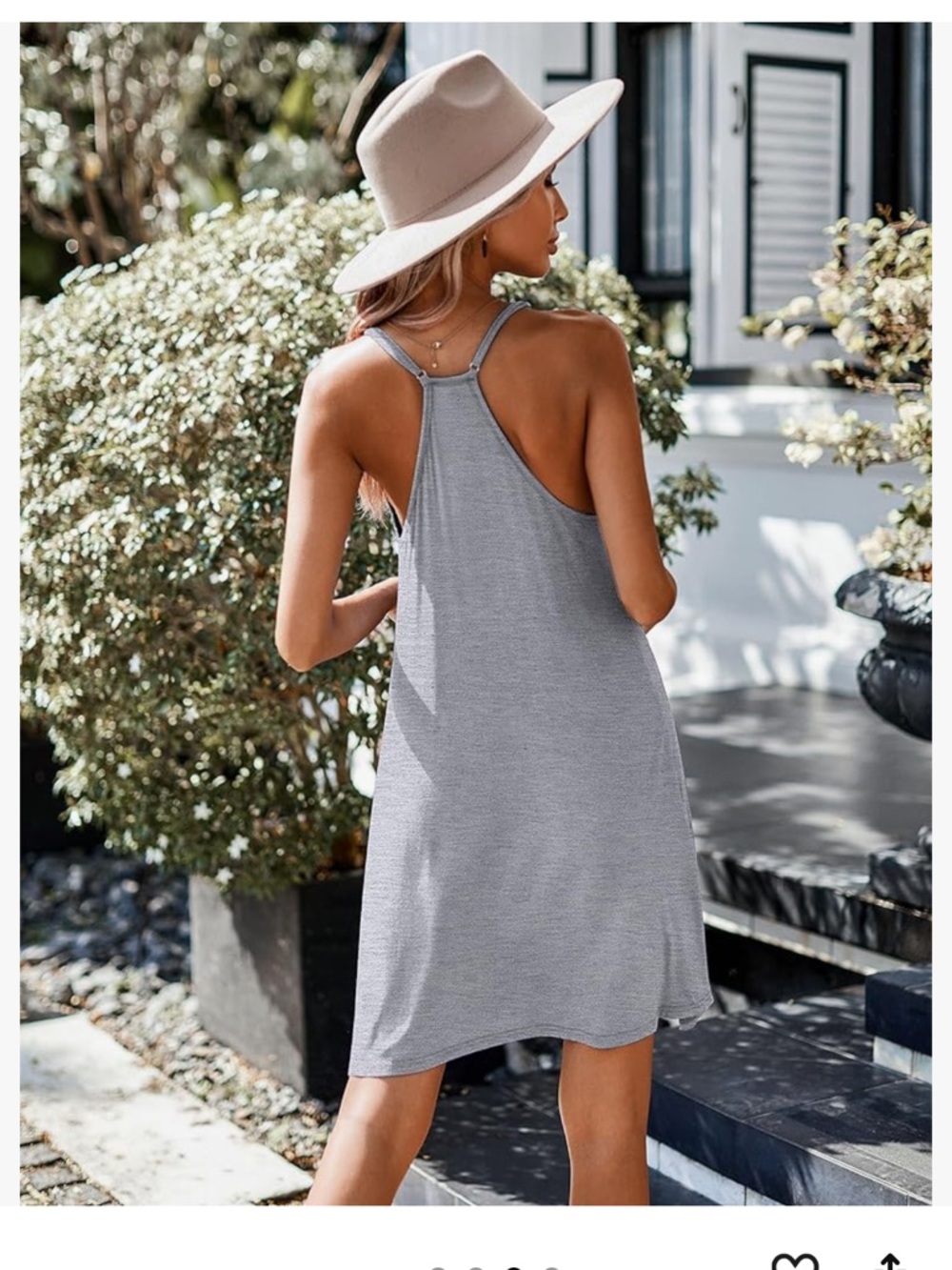 Ekouaer Women's Racerback Sleeveless Nightgown, Light Gray, Size XL - Picture 4 of 8